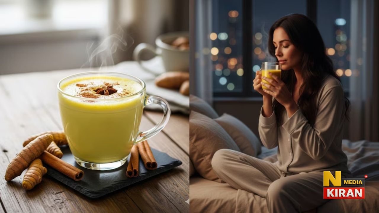 Turmeric Milk Benefits: Turmeric Milk and Girl (AI Generated Image)