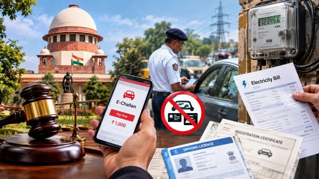 E-Challan Rules 2026: सुप्रीम कोर्ट का सुझाव- ई चालान नहीं भरा तो बिजली बिल में जुड़ेगा जुर्माना, RC-DL पर भी लग सकती है रोक E-Challan Rules 2026