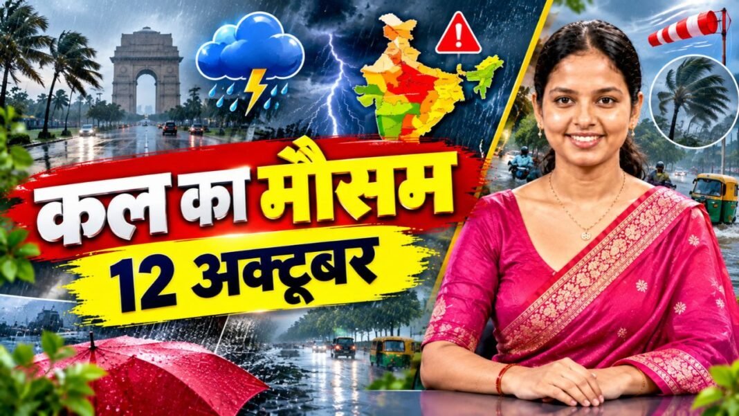 Kal Ka Mausam 12 October: दिल्ली, यूपी, बिहार समेत 24 राज्यों में भारी बारिश और आंधी का अलर्ट, 70 किमी प्रति घंटे की रफ्तार से चल सकती हैं हवाएं Kal Ka Mausam 12 October