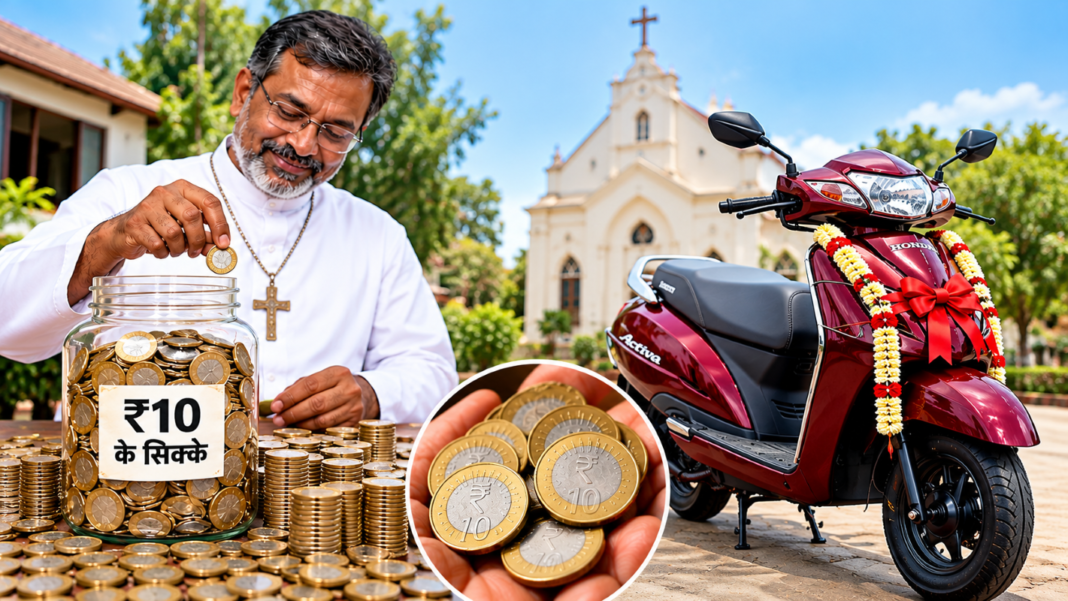 ₹10 के सिक्के जमा कर खरीदी ₹1.23 लाख की Honda Activa, पादरी की बचत बनी मिसाल ₹10 के सिक्के जमा कर खरीदी ₹1.23 लाख की Honda Activa, पादरी की बचत बनी मिसाल