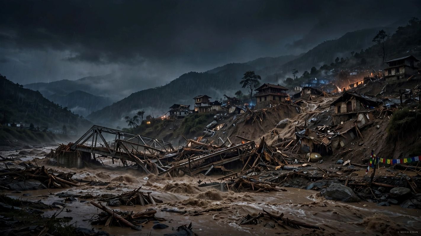 Nepal Flood: बूढ़ी गंडकी में आधी रात बाढ़, 4 लापता, पुल बहे